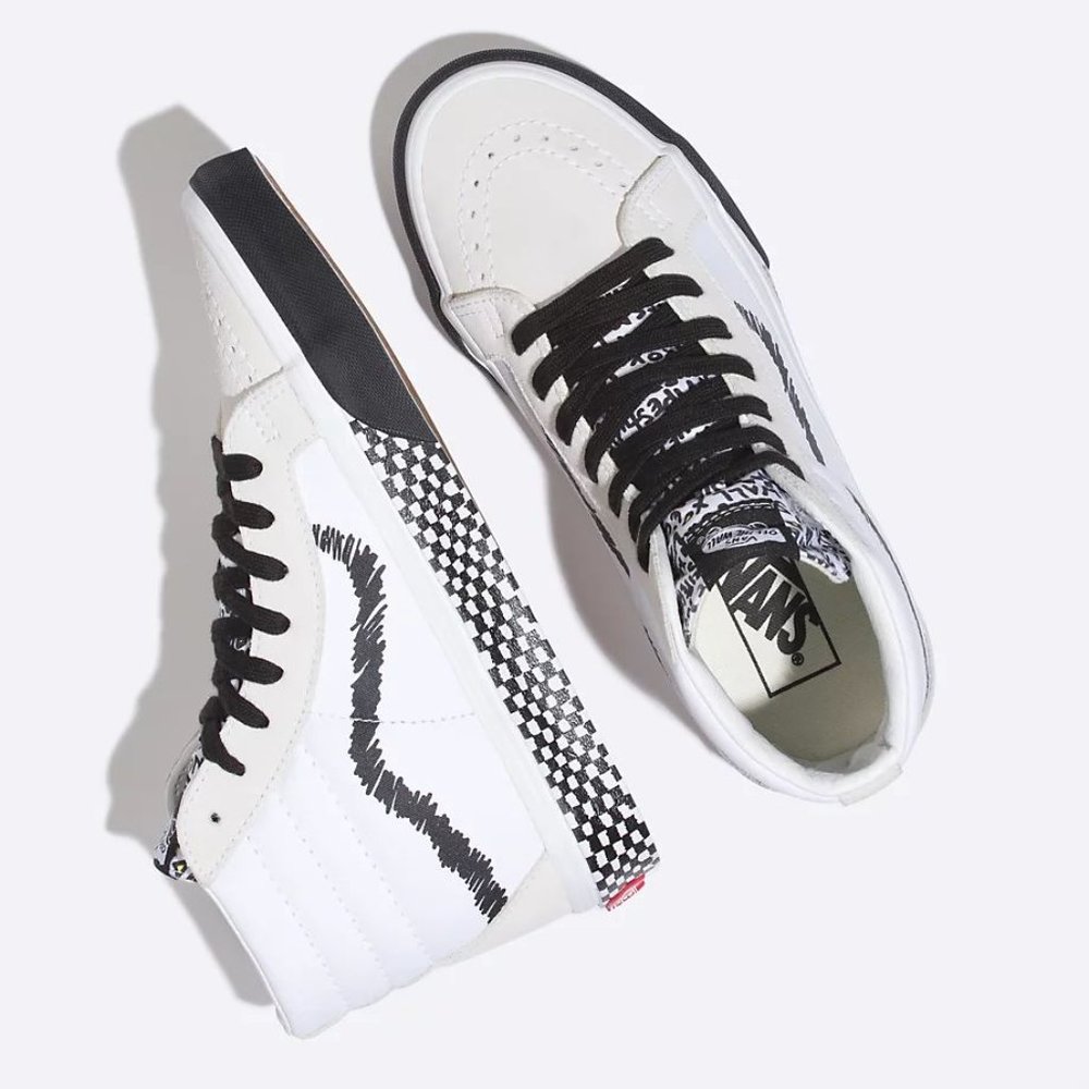 VANS SK8-HI REISSUE DIY Skate Shoes White Black sz 4.5 Mens - Picture 1 of 14